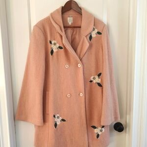 Lauren Conrad Elegant apricot embroidered Women's Coat NWOT